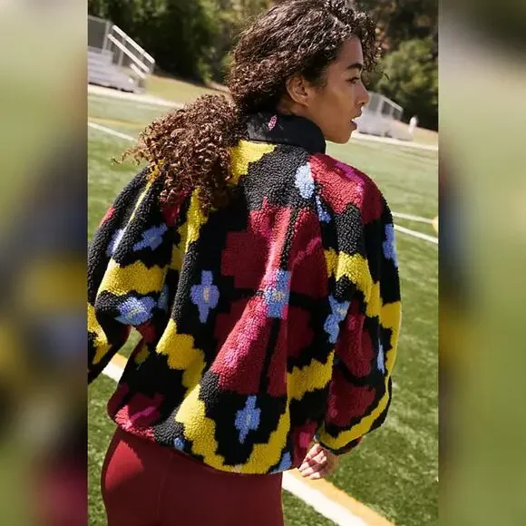 Free People Hit The Slopes Printed Fleece Pullover - Moroccan Night Combo - S - Picture 3 of 8